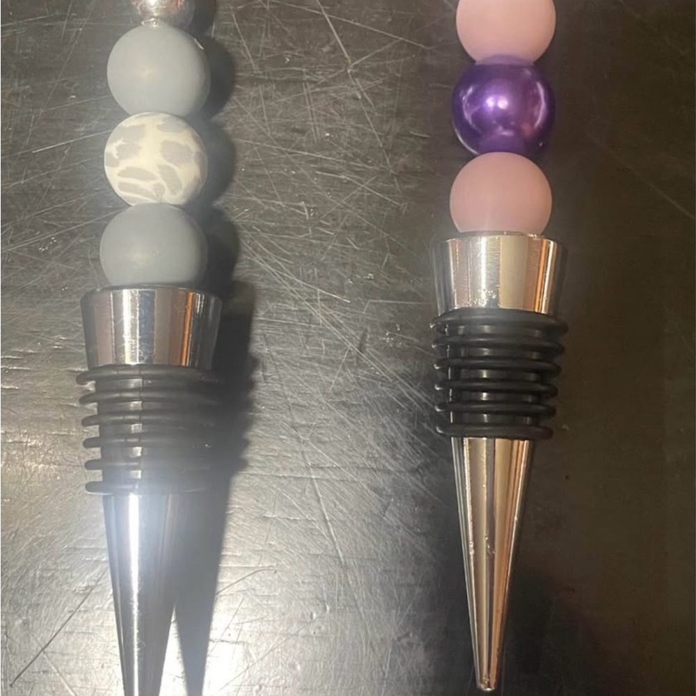Silver and Purple Wine Stoppers